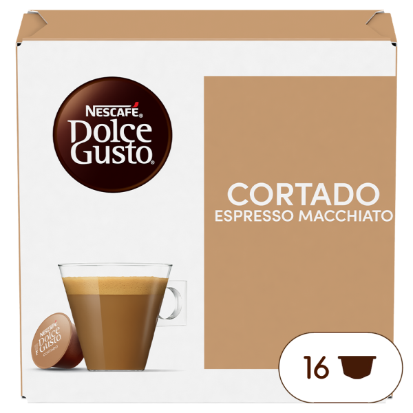 Front view of Cortado (16 pods) box