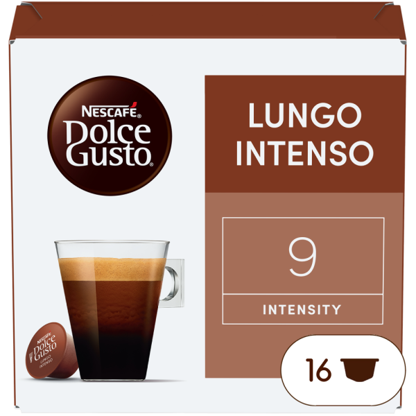 Front view of Lungo Intenso (16 pods) box